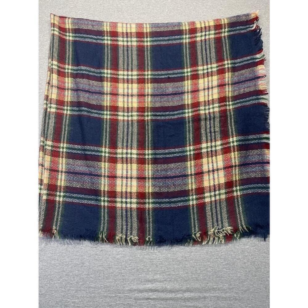 Unisex Unknown Plaid Blanket Scarf One Size Blue